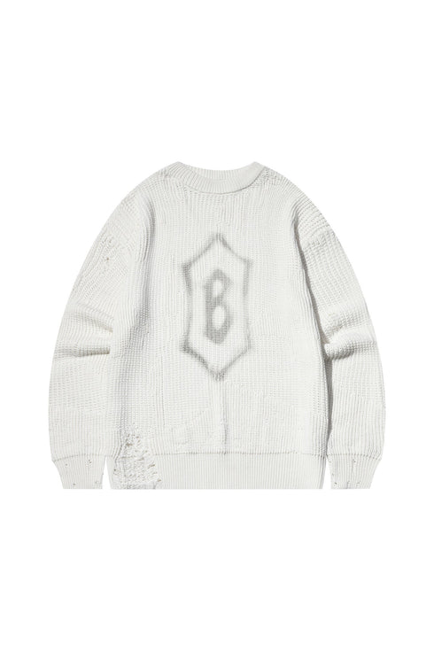 Large Logo Ripped Sweater
